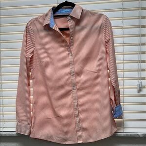 J. McLaughlin Orange and White Striped Button-Down Shirt